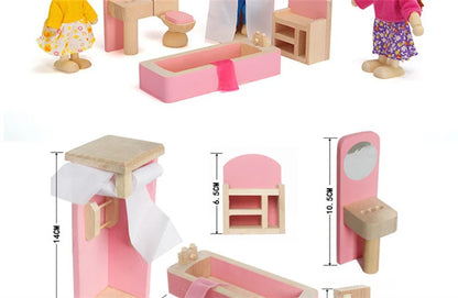 Wooden Dollhouse Furniture Miniature Toy For Dolls Kids Children House Play Toy Mini Furniture Sets Doll Toys Boys Girls Gifts