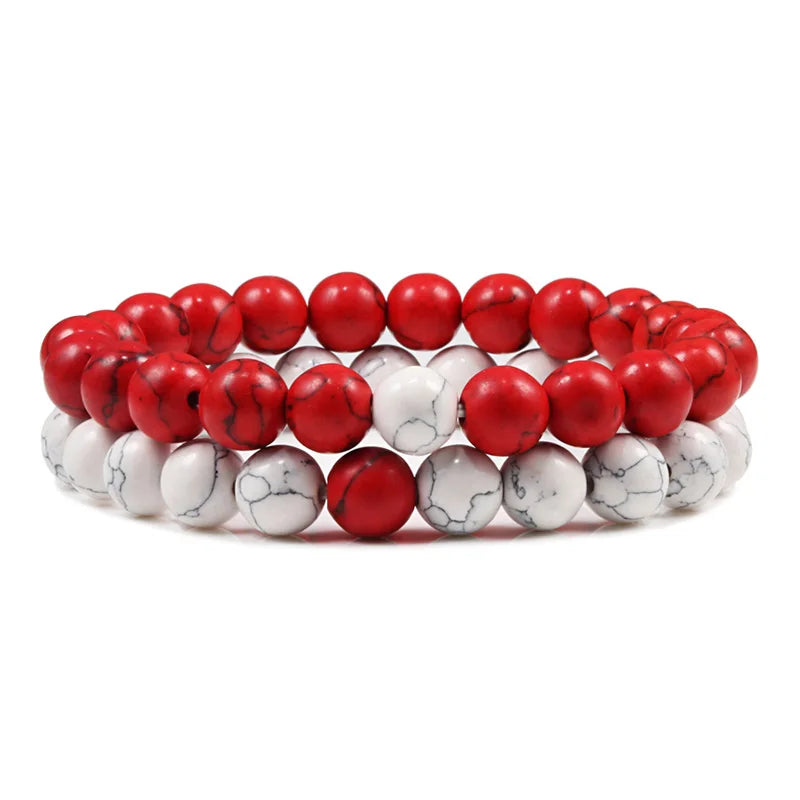 Couples Distance Lava Stone Yoga Bracelets Set - Smarsty