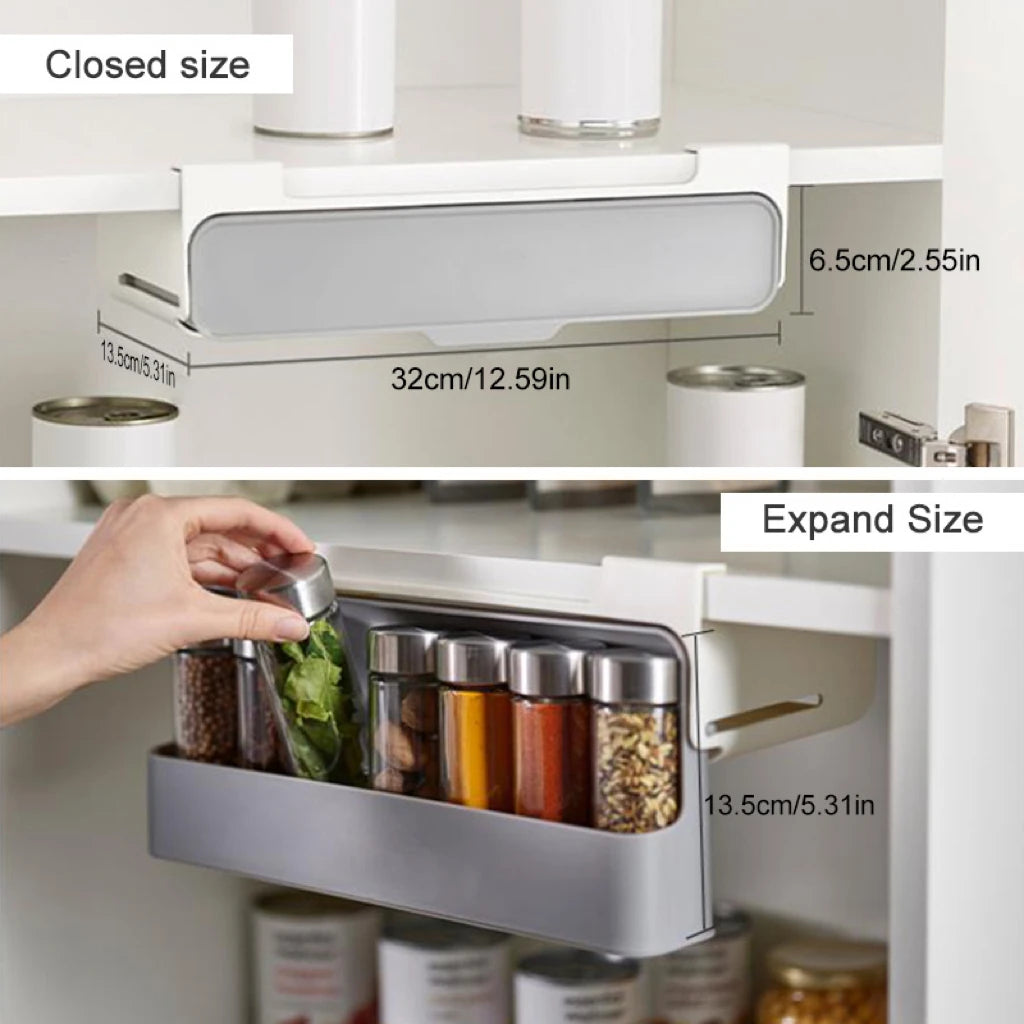 Kitchen Spice Rack Self-adhesive Spice Organizer Rack Seasoning Bottle Spice Organizer Wall-mounted Under-Shelf Kitchen Storage by Smarsty