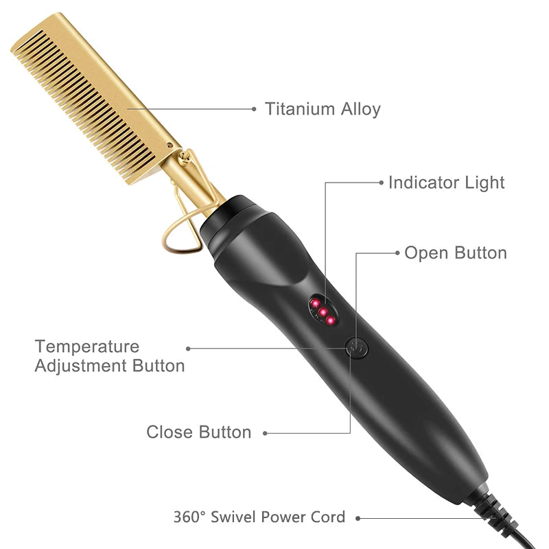 2 in 1 Electric Hot Comb Hair Straightener and Curler - Smarsty