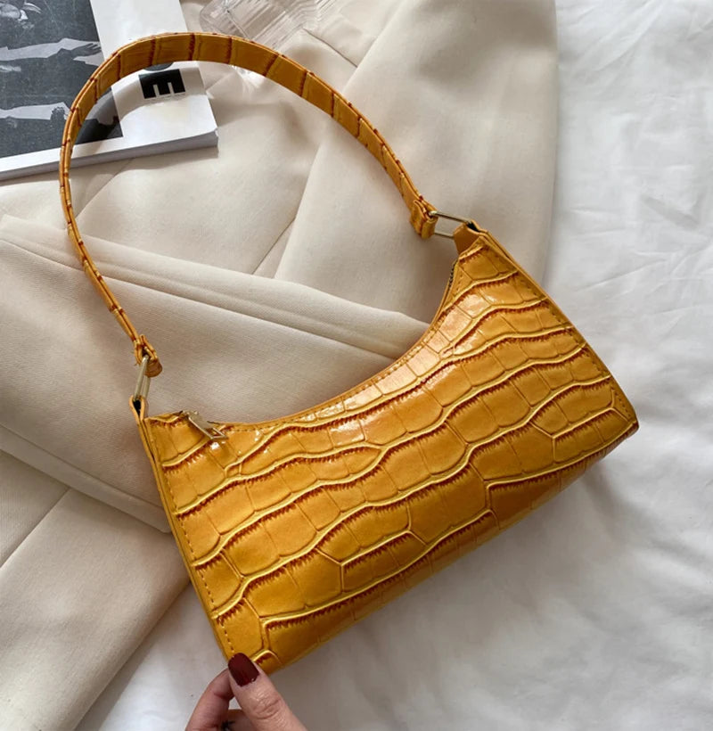 PU Leather Alligator Pattern Women Slim Shoulder Bag Purse - Smarsty