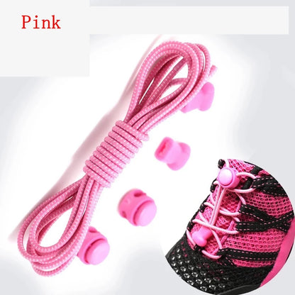 1 Pair 22 Colors Elastic Shoelaces Round Locking No Tie Shoe Laces Kids Adult Quick Lazy Laces Rubber Sneakers Shoelace T1 - Smarsty