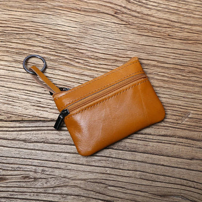 Genuine Leather Mini Coin Purse for MenTop Layer Cowhide Wallet Women Zipper Vintage Card Bag Short Lady Wallet Key Case NZPJ - Smarsty