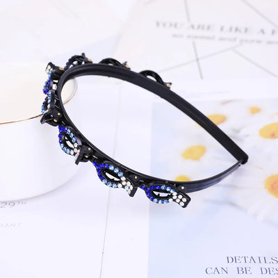 Double Layer Braided Headband With Pearl Accent Comfortable - Smarsty