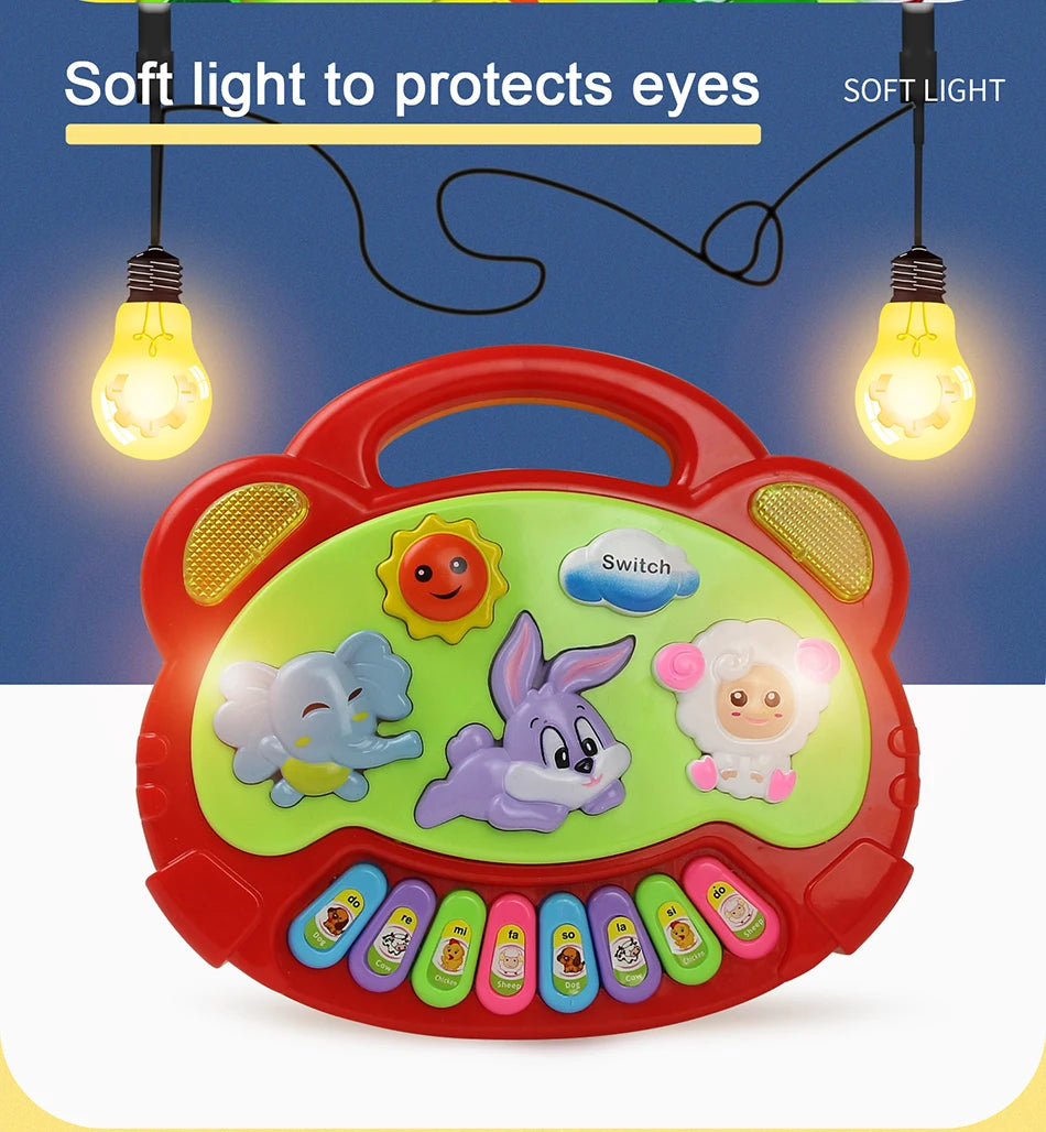 Kids Cartoon Piano Keyboard Game with Animal Sounds Flashing Light Music Baby Instrument Music Toys Educational Toys Kids Gifts by Smarsty