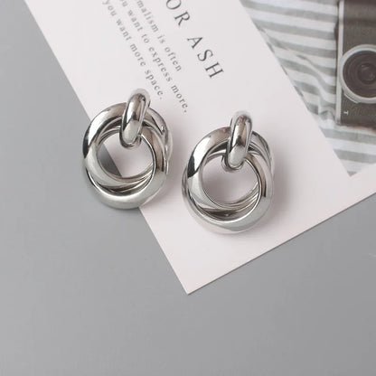 Gold Metal Drop Earrings with Irregular Heart Design for Women - Smarsty