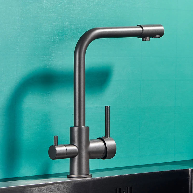 Black Grey Water Filter Kitchen Faucet with 360 Degree Rotation - Smarsty