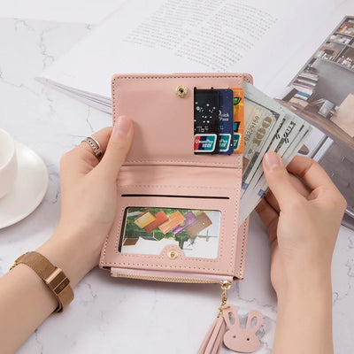 Women's Wallet PU Leather Women's Wallet Made of Leather Women Purses Card Holder Foldable Portable Lady Coin Purses - Smarsty