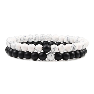Couples Distance Lava Stone Yoga Bracelets Set - Smarsty