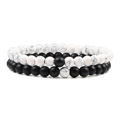 Couples Distance Lava Stone Yoga Bracelets Set - Smarsty