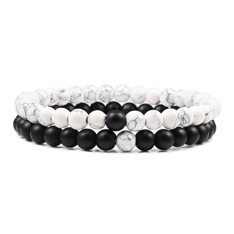 Couples Distance Lava Stone Yoga Bracelets Set - Smarsty