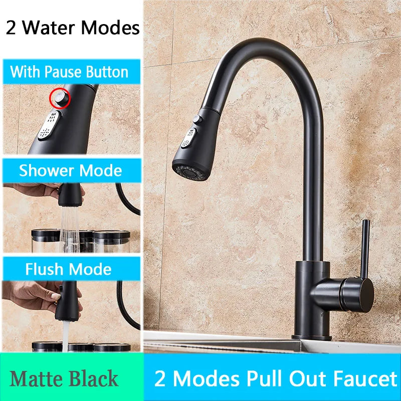 Rozin Chrome Kitchen Faucet with Pull Out Spout - Smarsty