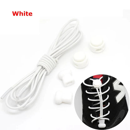 1 Pair 22 Colors Elastic Shoelaces Round Locking No Tie Shoe Laces Kids Adult Quick Lazy Laces Rubber Sneakers Shoelace T1 - Smarsty