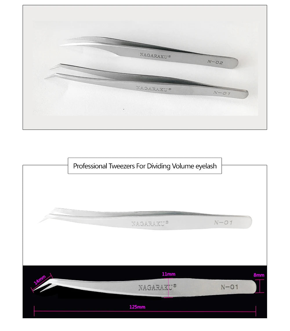 NAGARAKU Stainless Steel Eyelash Extension Tweezers Precision Grip - Smarsty