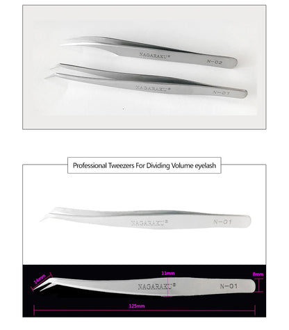 NAGARAKU Stainless Steel Eyelash Extension Tweezers Precision Grip - Smarsty