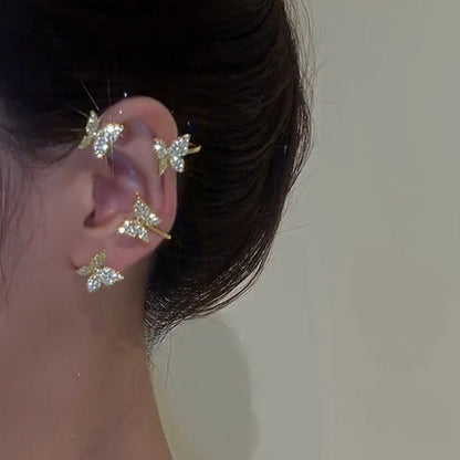 Zircon C Shape Long Tassel Ear Cuffs No Piercing Earrings - Smarsty