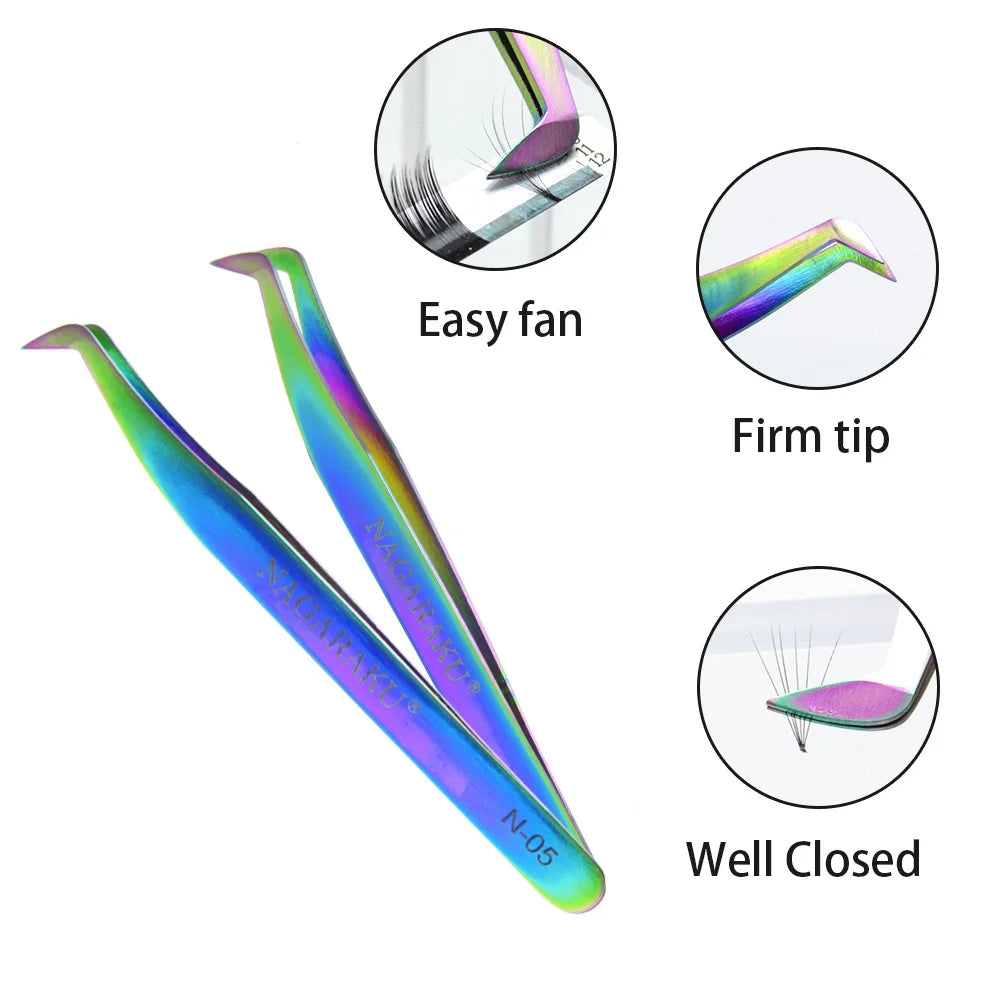 NAGARAKU Stainless Steel Eyelash Extension Tweezers Precision Grip - Smarsty