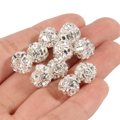50pcs AB Color Metal Crystal Rhinestone Beads for Jewelry Making - Smarsty