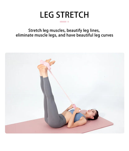 Multifunction Tension Rope 6-Tube Elastic Yoga Pedal Puller Resistance Band Tension Rope for Leg Stretching Slimming Training