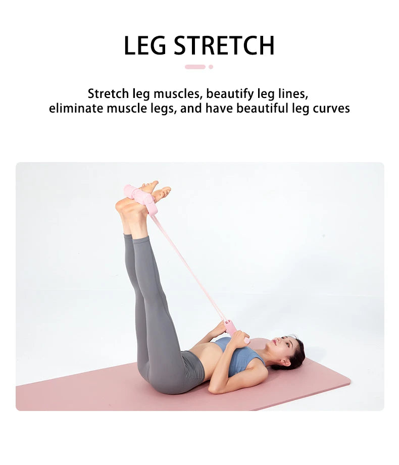 Multifunction Tension Rope 6-Tube Elastic Yoga Pedal Puller Resistance Band Tension Rope for Leg Stretching Slimming Training