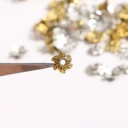 50pcs Tibetan Silver Leaf Flower Bead Caps for Jewelry Making - Smarsty