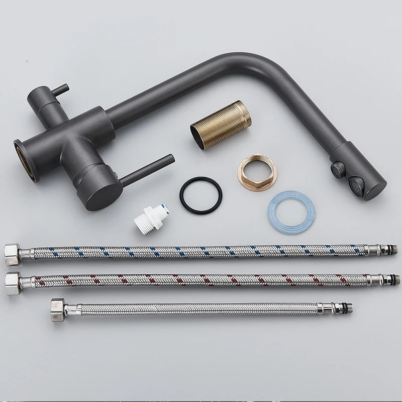 Black Grey Water Filter Kitchen Faucet with 360 Degree Rotation - Smarsty