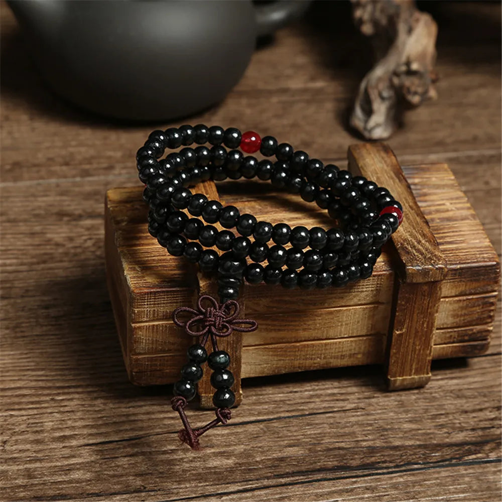 Green 6mm Natural Sandalwood Beaded Bracelets for Women - Smarsty