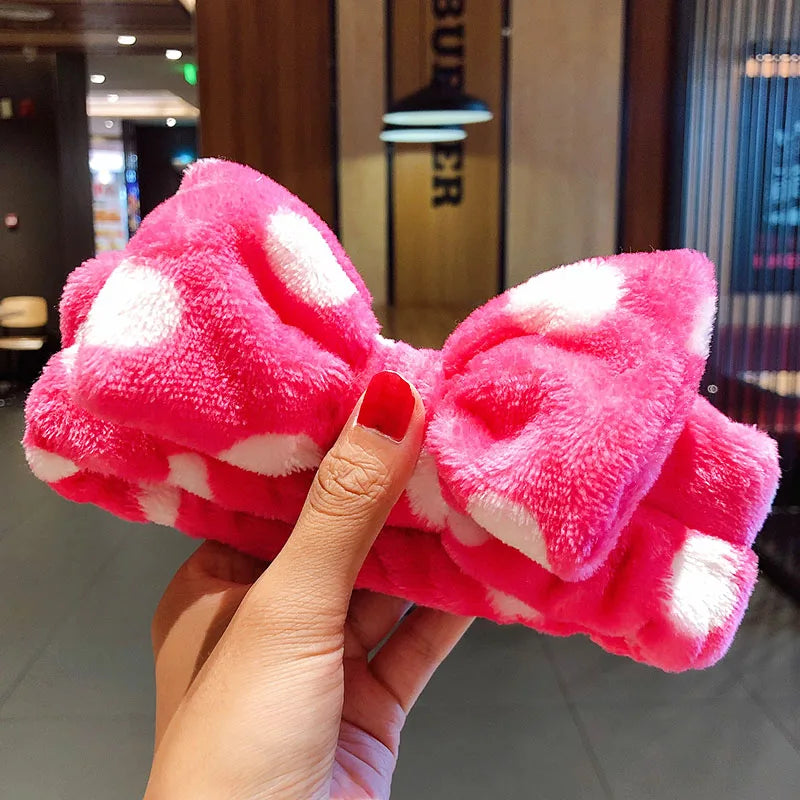 Soft Coral Fleece Bow Headband Warm Hair Holder Turban - Smarsty