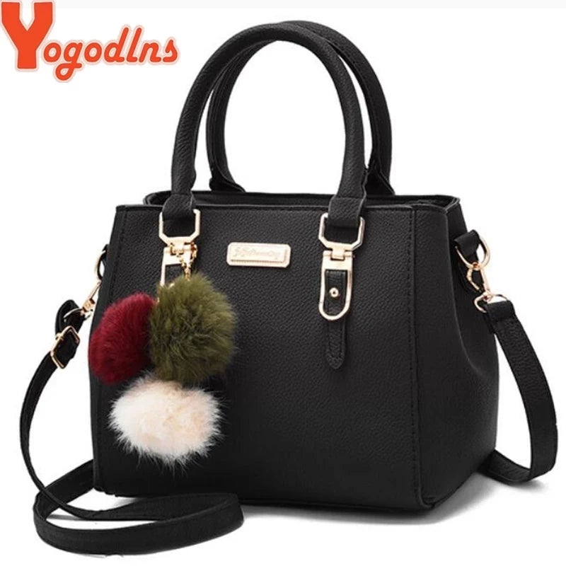 Women Beaded Pendant PU Shoulder Bag With Tassel Charm - Smarsty