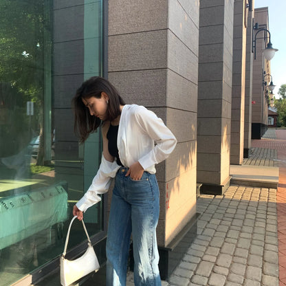 Autumn Fashion Button Up Shirt Spring Vintage Blouse Women White Lady Long Sleeves Female Loose Streetwear Shirts Design Tops - Smarsty