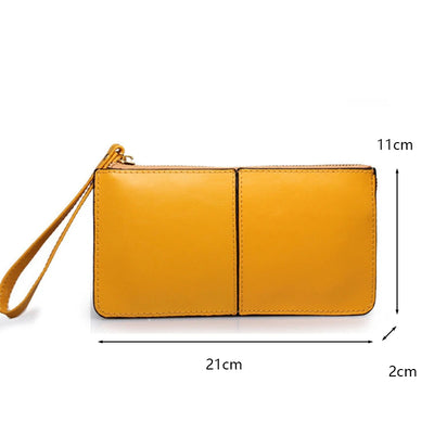 Women's Vintage Oil Wax PU Leather Clutch Wallet Female Large Capacity Phone Purse Ladies Wristband Simple Card Holder Pouch Bag - Smarsty