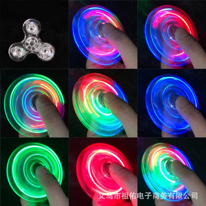 Crystal Luminous LED light Fidget Spinner Hand Top Spinners Glow in Dark EDC Stress Relief Toys Kinetic Gyroscope for Children by Smarsty