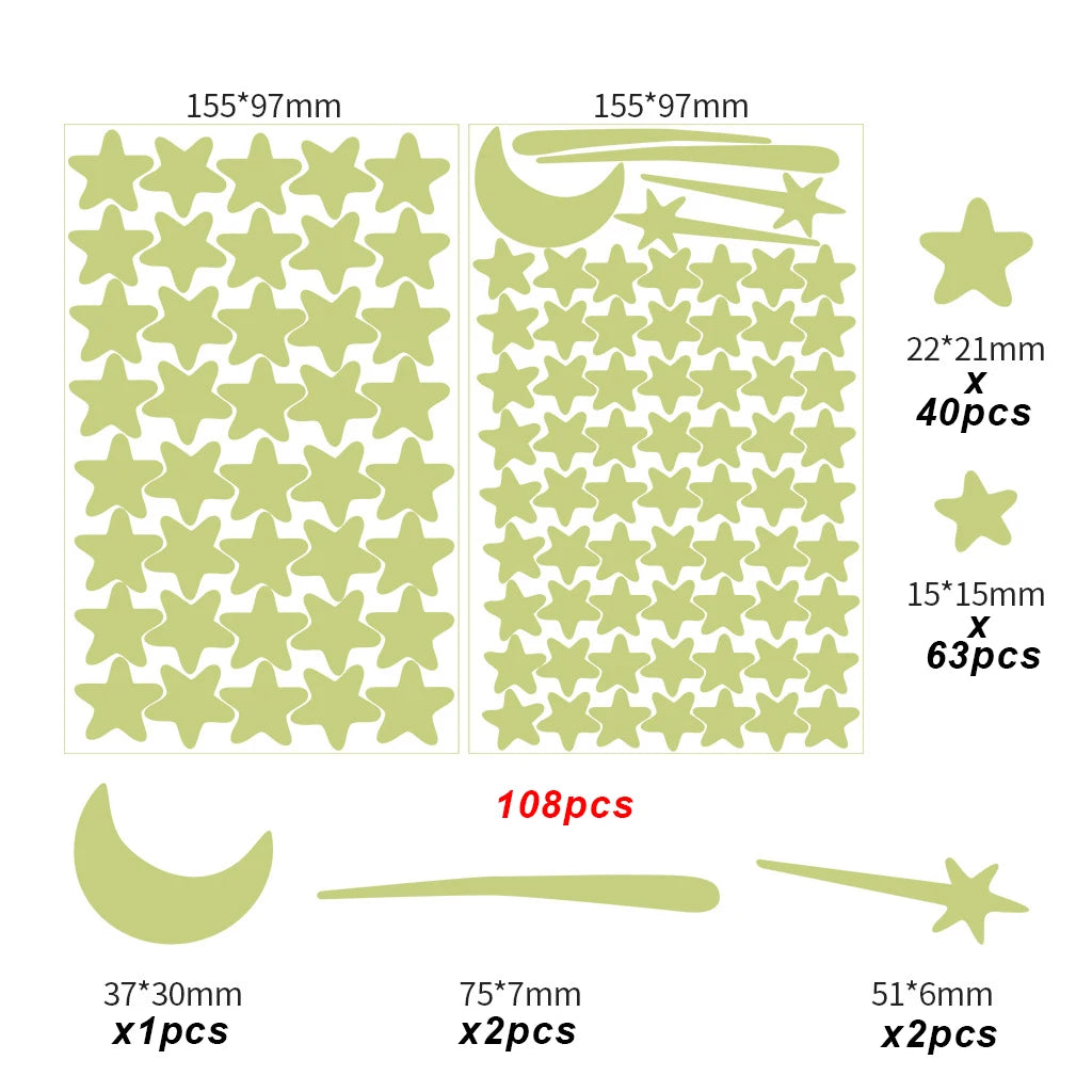 Luminous Moon Stars Wall Stickers for Kids Decor - Smarsty