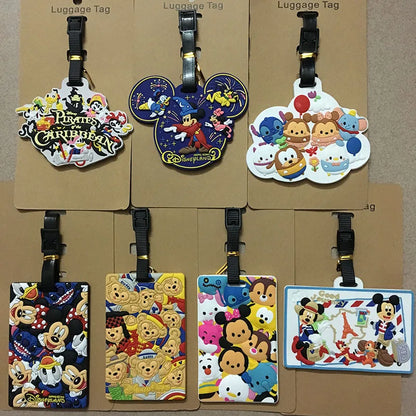 Cute Mickey and Minne Luggage Travel Accessories Tag Silica Gel Suitcase ID Addres Holder Baggage Boarding Tag Portable Label - Smarsty