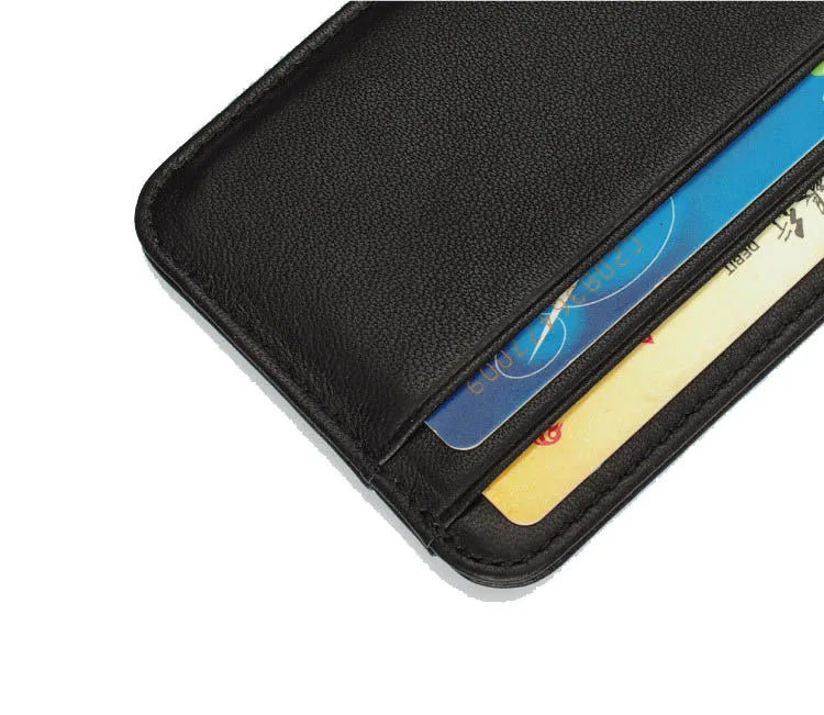 New Slim 100% Sheepskin Genuine Leather Men's Wallet Male Thin Mini ID Credit Card Holder Small Cardholder Purse For Man - Smarsty