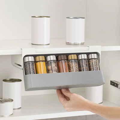 Kitchen Spice Rack Self-adhesive Spice Organizer Rack Seasoning Bottle Spice Organizer Wall-mounted Under-Shelf Kitchen Storage by Smarsty