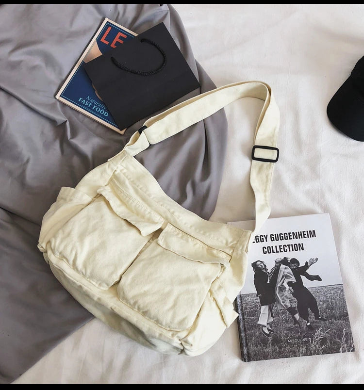 Women Vintage Canvas Tote Bag Crossbody Shoulder Purse - Smarsty