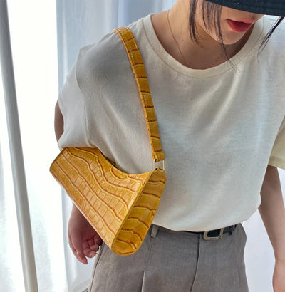 PU Leather Alligator Pattern Women Slim Shoulder Bag Purse - Smarsty