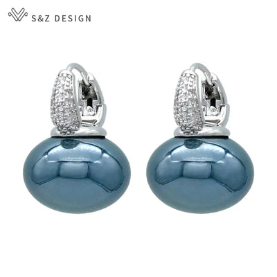 Fashion Pearl Dangle Earrings for Women with Cubic Zirconia - Smarsty