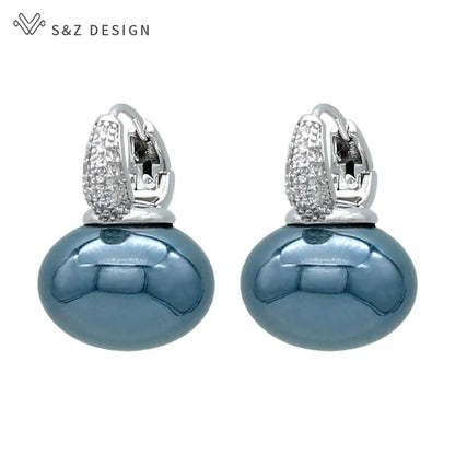 Fashion Pearl Dangle Earrings for Women with Cubic Zirconia - Smarsty