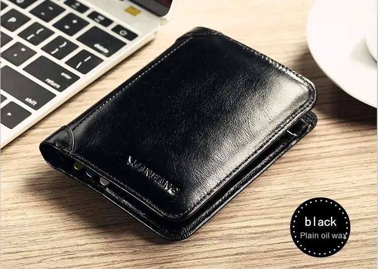 ManBang Classic Style Wallet Genuine Leather Men Wallets Short Male Purse Card Holder Wallet Men Fashion High Quality - Smarsty
