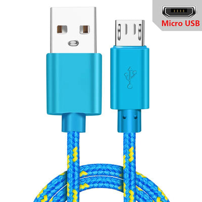 Micro USB Cable 1m/2m/3m Data Sync USB Charger Cable For Samsung Huawei Xiaomi HTC Android Phone Nylon Braided Microusb Cables - Smarsty