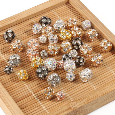 50pcs AB Color Metal Crystal Rhinestone Beads for Jewelry Making - Smarsty