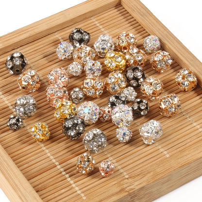 50pcs AB Color Metal Crystal Rhinestone Beads for Jewelry Making - Smarsty