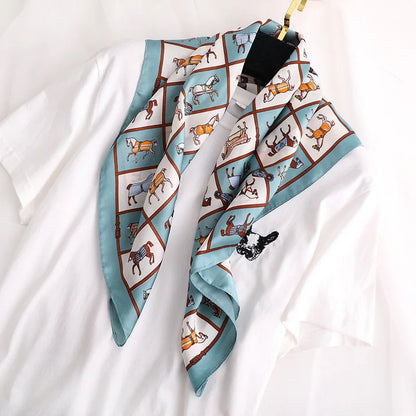 Luxury Silk Satin Headscarf for Women with Plaid Print - Smarsty