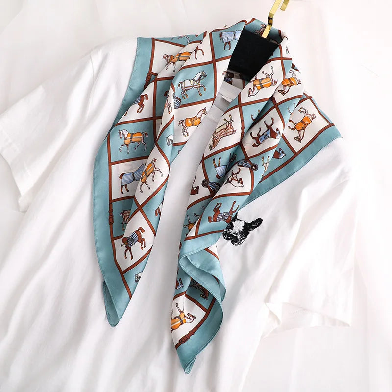 Luxury Silk Satin Headscarf for Women with Plaid Print - Smarsty