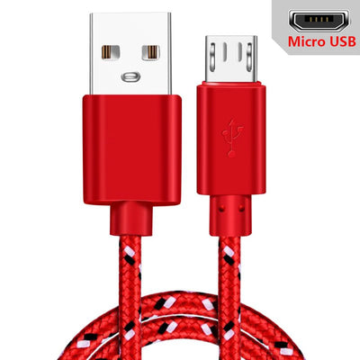 Micro USB Cable 1m/2m/3m Data Sync USB Charger Cable For Samsung Huawei Xiaomi HTC Android Phone Nylon Braided Microusb Cables - Smarsty