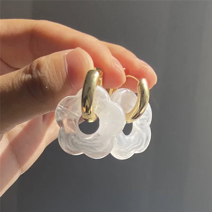 Multicolor Transparent Flower Drop Earrings for Women Fashion - Smarsty
