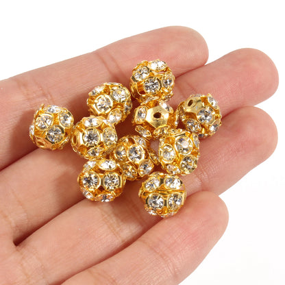 50pcs AB Color Metal Crystal Rhinestone Beads for Jewelry Making - Smarsty