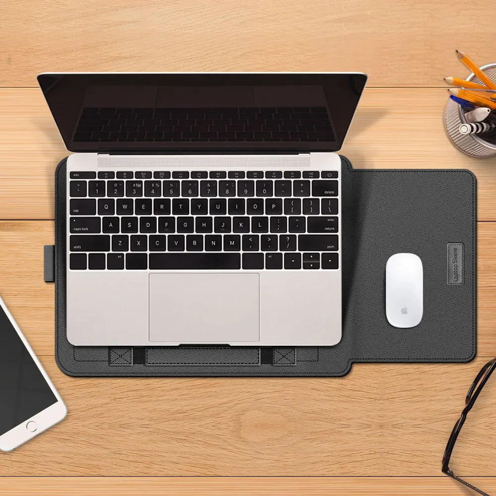 PU Laptop Sleeve With Stand Cover For MacBook Pro Air